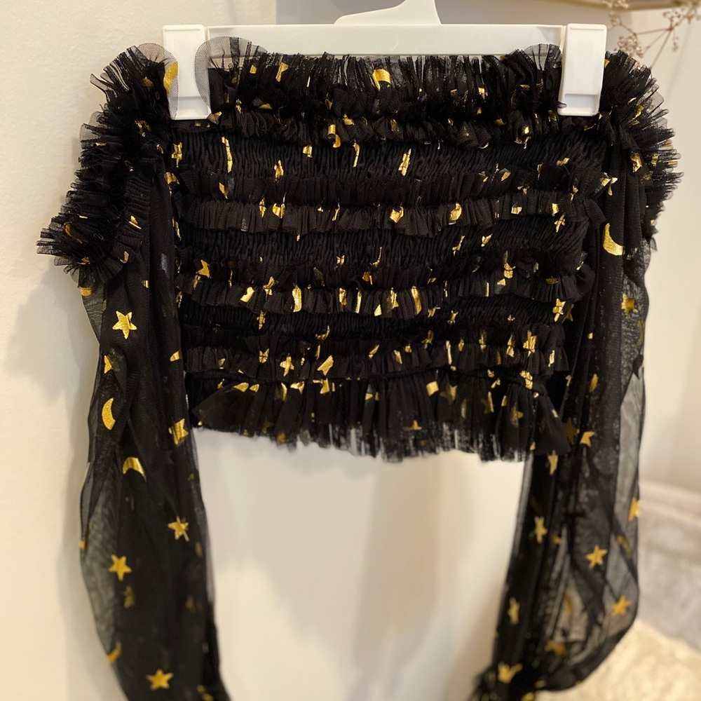 Off-the-Shoulder, Black Mesh Top